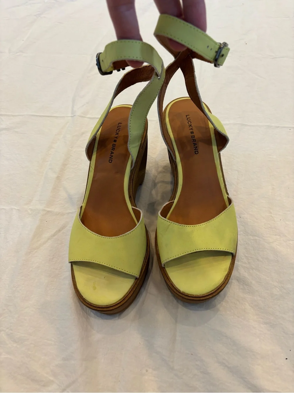 Y2K Lucky Brand Lemon Green Platform Sandals